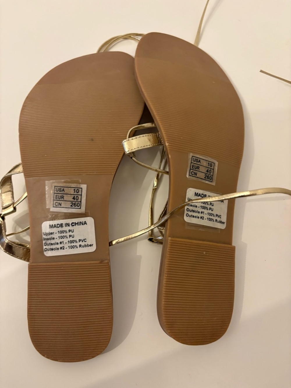 Gold Strappy Lace-Up Women's Sandals - Picture 3 of 3